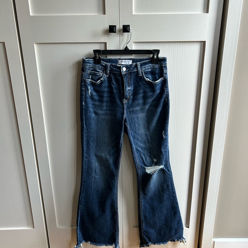 Lovervet by Vervet Distressed Blue Women's Jeans, Flare, Size 28/7